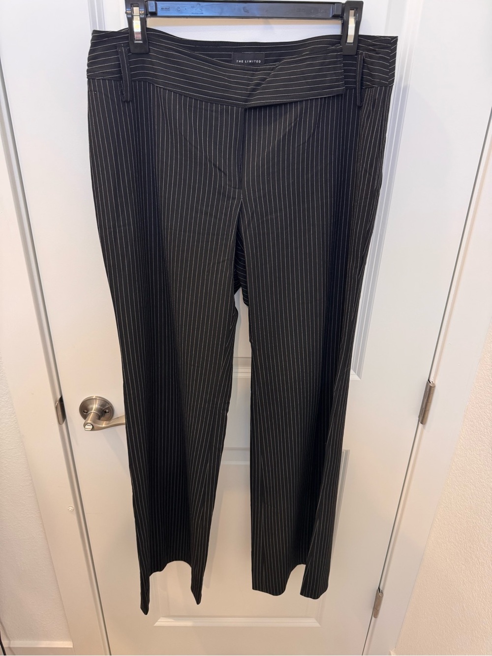 The Limited Womenโs Black Pinstripe Dress Trousers